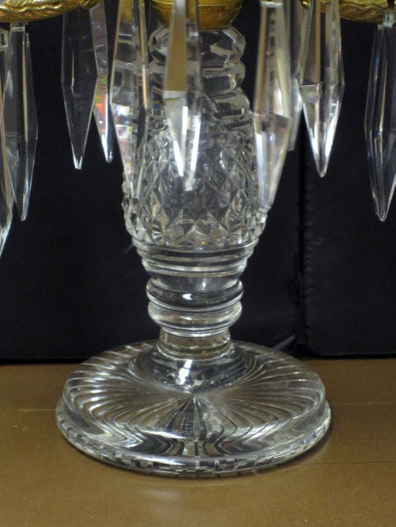 PAIR Crystal 3 Light Table Candelabra. C 1815 2