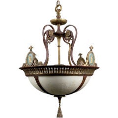 An antique dome chandelier by maker E.F. Caldwell