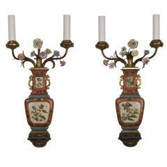 Antique A pair of chinoiserie style sconces by E.F. Caldwell