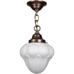 An antique frosted cased glass artichoke pendant