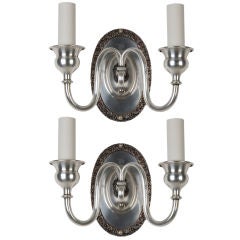 A pair of Sheffield silverplated sconces