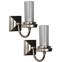 An antique pair of nickel Sterling Bronze Co. sconces