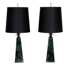 A pair of marble table lamps