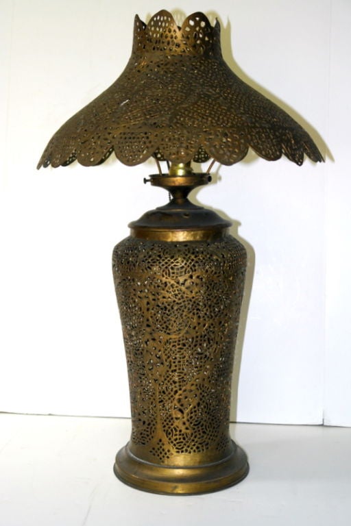 Pierced Metal Table Lamp For Sale at 1stdibs