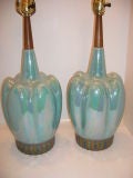 Pair of Turquoise Porcelain Lamps