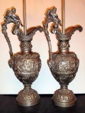 Antique Silvered Bronze Table Lamps