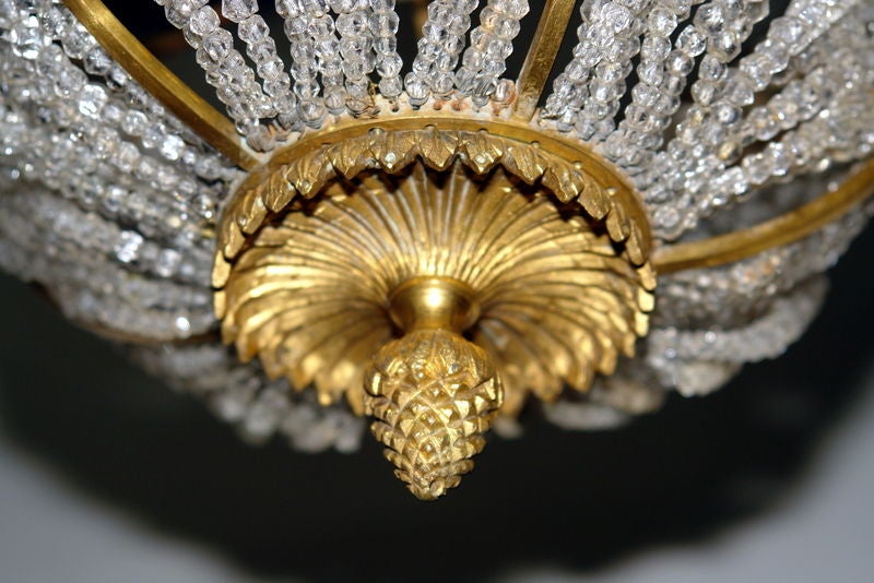 Bronze & Crystal Flush-mounted Light Fixture