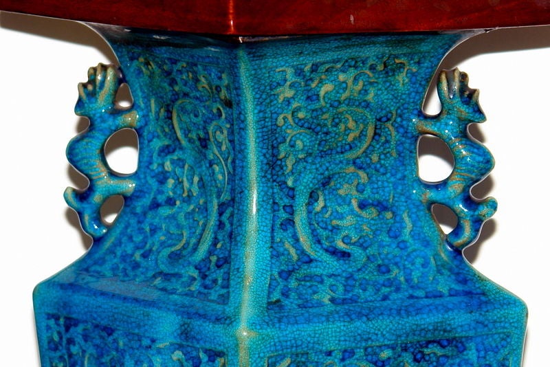 Chinesische türkisfarbene Porzellanlampen (Glasiert)