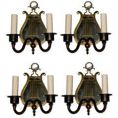 Set of 4 Lyre Shaped Sconces