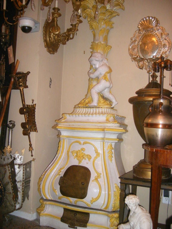 Early 20th Century Antique Italian Porcelain Stove For Sale