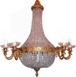 Antique Crystal Beaded Bronze Chandelier