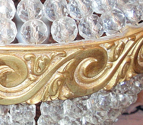 Kronleuchter aus Kristall und Bronze mit Perlen (Französisch) im Angebot
