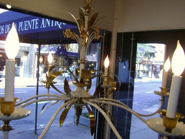 Painted Metal Chandelier In Good Condition For Sale In New York, NY