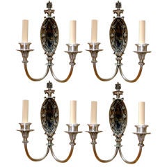 Set of 4 Silver-Plated Mirrored Sconces