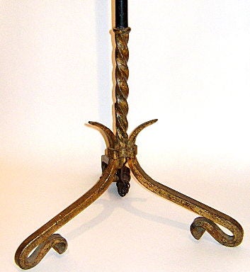 Early 20th Century French Gilt & Leather Floor Lamp For Sale