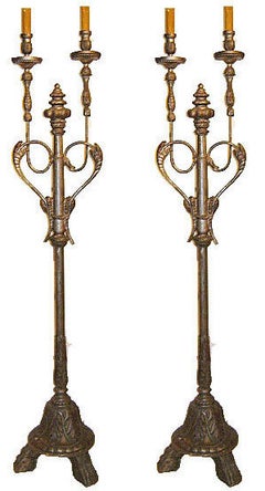 Vintage Pair of Candelabra Floor Lamps