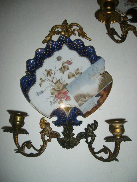 Japanese Porcelain Sconces In Excellent Condition For Sale In New York, NY