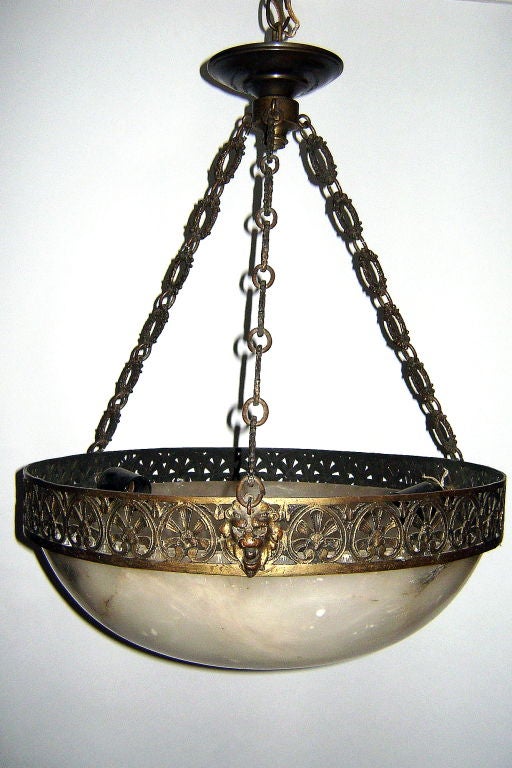 Alabaster Fixture with Bronze Fittings