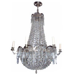 Silver Plated Chandelier with Crystal Drops