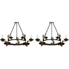 Pair of  Wrought Iron Chandeliers
