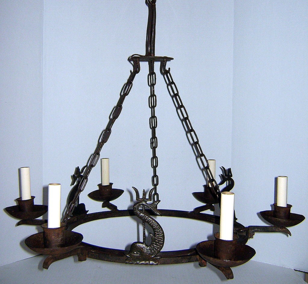 Pair of  Wrought Iron Chandeliers