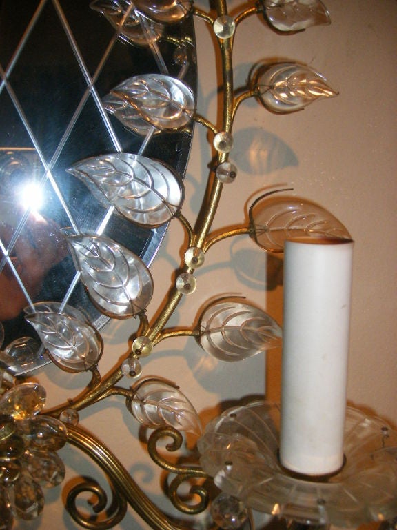 Etched Set of French Mirrored Sconces, Sold per Pair For Sale