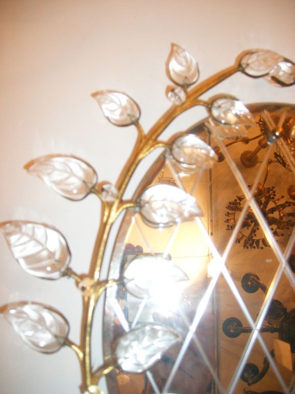 Crystal Set of French Mirrored Sconces, Sold per Pair For Sale