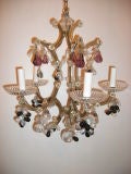 Vintage Gilt Metal and Crystals Light Chandelier
