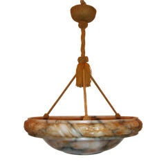 Large Carved Alabaster Light Fixture