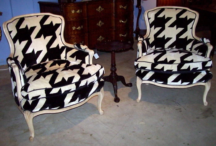 PAIR WASHED PINE UPHOLSTERED BERGERES In Good Condition In West Palm Beach, FL