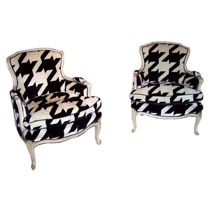 PAIR WASHED PINE UPHOLSTERED BERGERES