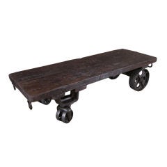 Vintage Industrial Cast Iron 
Wood Coffee Table / Cart
