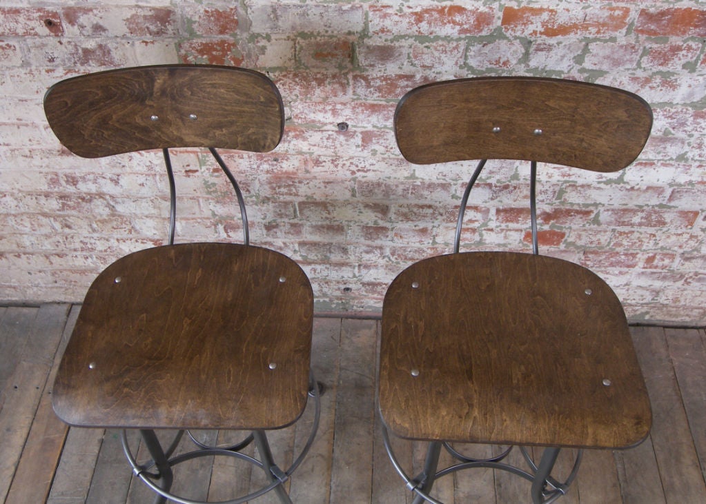 Vintage Industrial Wood & Metal Adjustable Toledo Stool 4