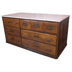 Vintage Wood & Marble 8 Drawer Cabinet
