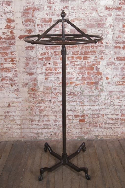 Vintage Cast Iron and Steel Rolling Coat Rack / Stand at 1stdibs