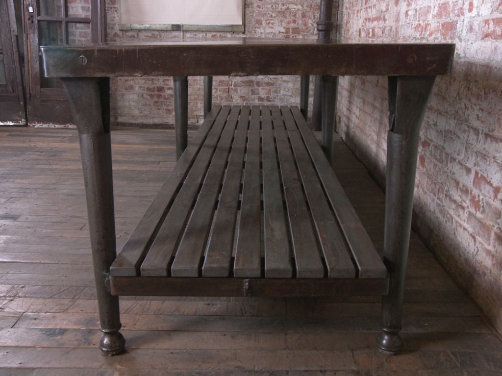 Vintage Industrial Cast Iron & Wood Kitchen Table / Island 2