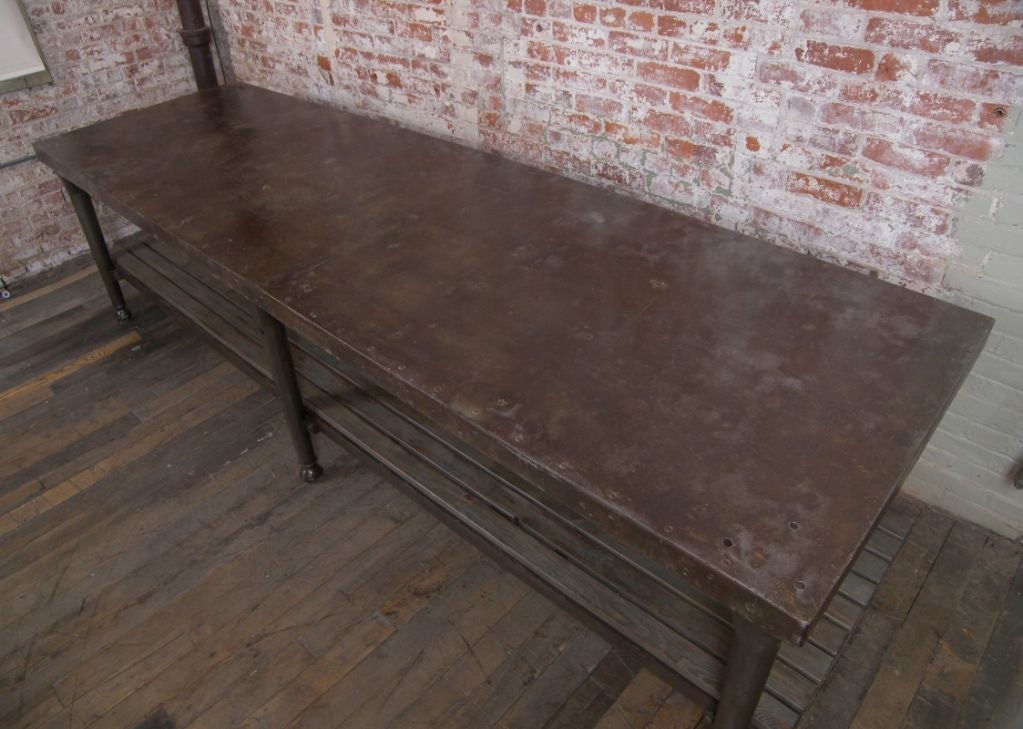 Vintage Industrial Cast Iron & Wood Kitchen Table / Island 4