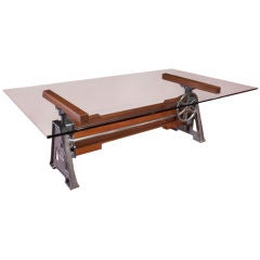 Industrial Adjustable Wood & Metal / Cast Iron Table Base