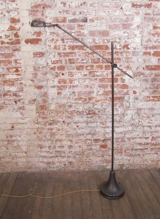 American Vintage Industrial Adjustable Cast Iron and Steel Floor Standing Task Lamp Light