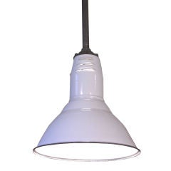 Vintage Industrial White Porcelain Ceiling Lamp / Light