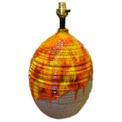 Exceptional Fat Lava Glaze Pottery Table Lamp