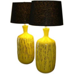 Fab Yellow "Bamboo" Ceramic Lamps