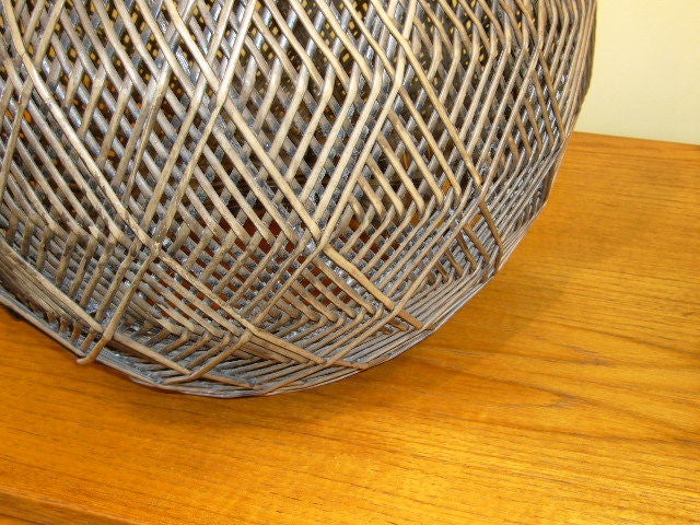 Optic Woven Cane Geodesic Orb Table Lamps 2