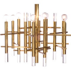 Sciolari Brass and Lucite Chandelier