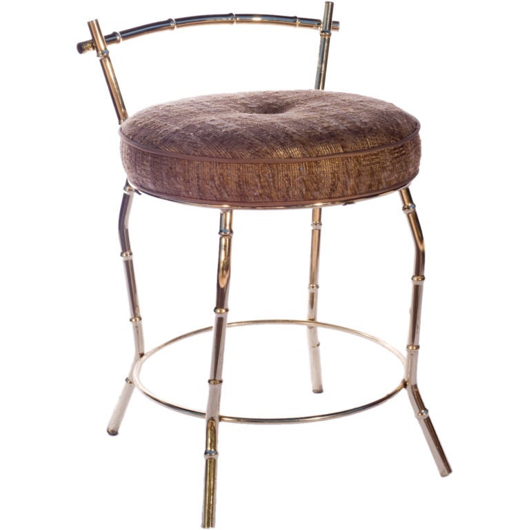 Hollywood Regency Brass Bamboo Vanity Chair at 1stDibs