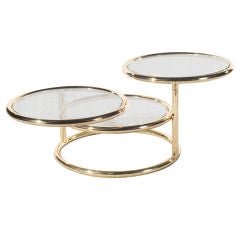 Brass and Glass Three Ring Table
