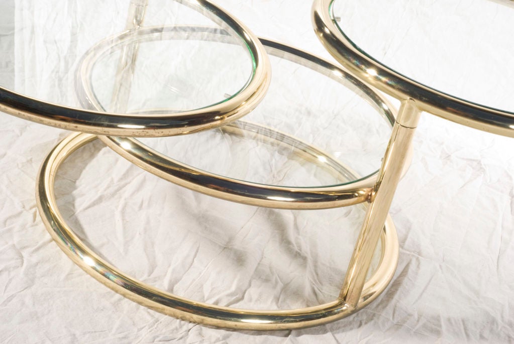 Brass and Glass Three Ring Table
