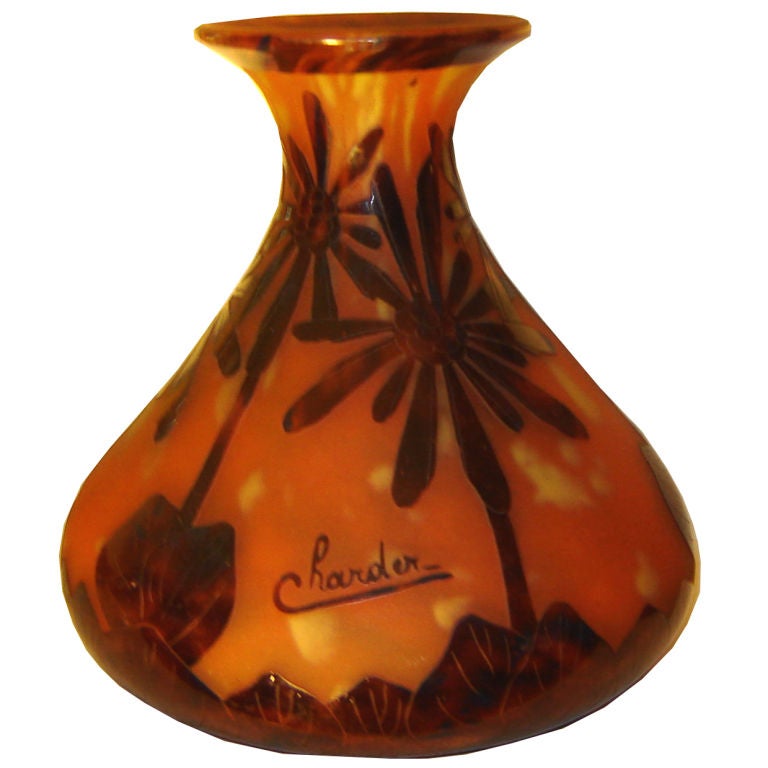 Vase Art Déco français Cocotiers de Charles Schneider