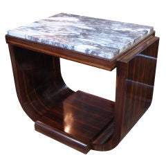 French Art Deco Macassar Ebony and Marble Table