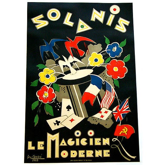 French Art Deco Magicien Moderne Poster "Solanis" by Condé For Sale